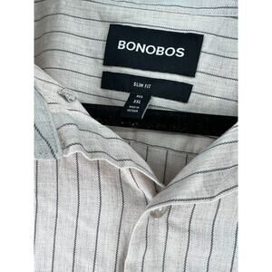 Bonobos XXL Long Sleeve Button Up Down Mens Shirt Stripped Natural Blk Slim Fit